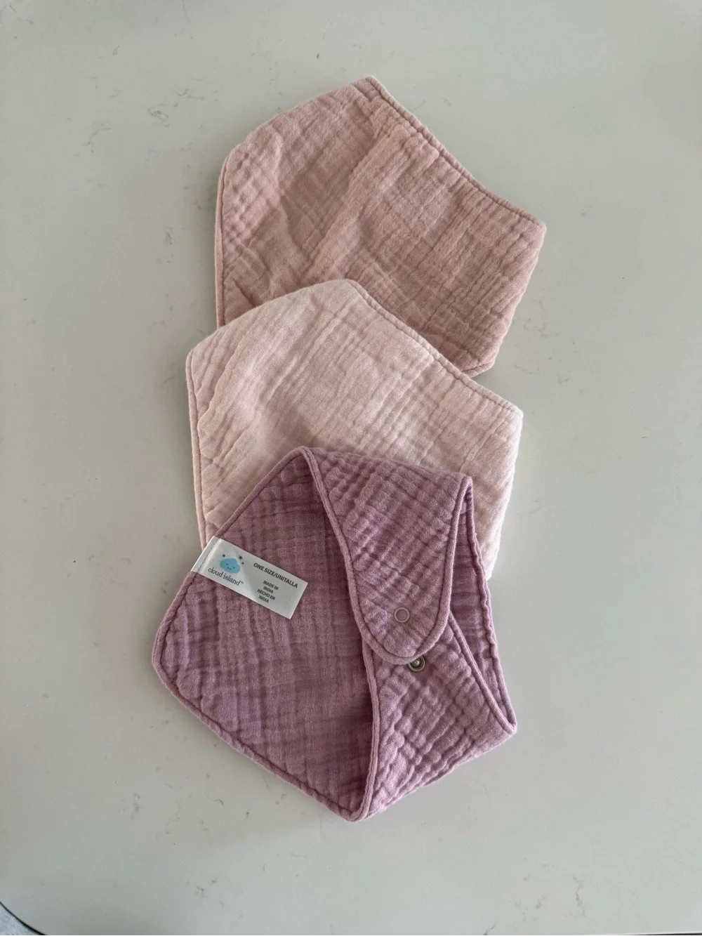 cloud island 3-Pack Muslin Bandana Bibs in Mauve, Blush & Dusty Pink